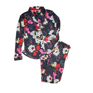 Y2K Floral Pajama Set 2 Piece Matching Lounge Set Button Top Pants Soft Comfy S